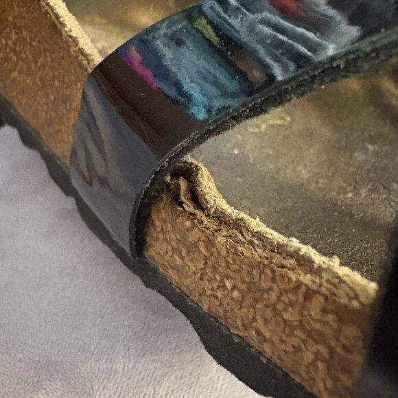 Birkenstock Yara Patent Leather Sandals Women’s Sz 38 US 7 Black Open Toe Shoes - Picture 12 of 12